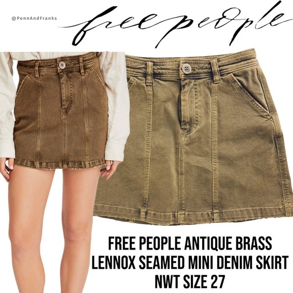 Free People Dresses & Skirts - Free People Brown Lennox Denim Skirt NWT Size 27